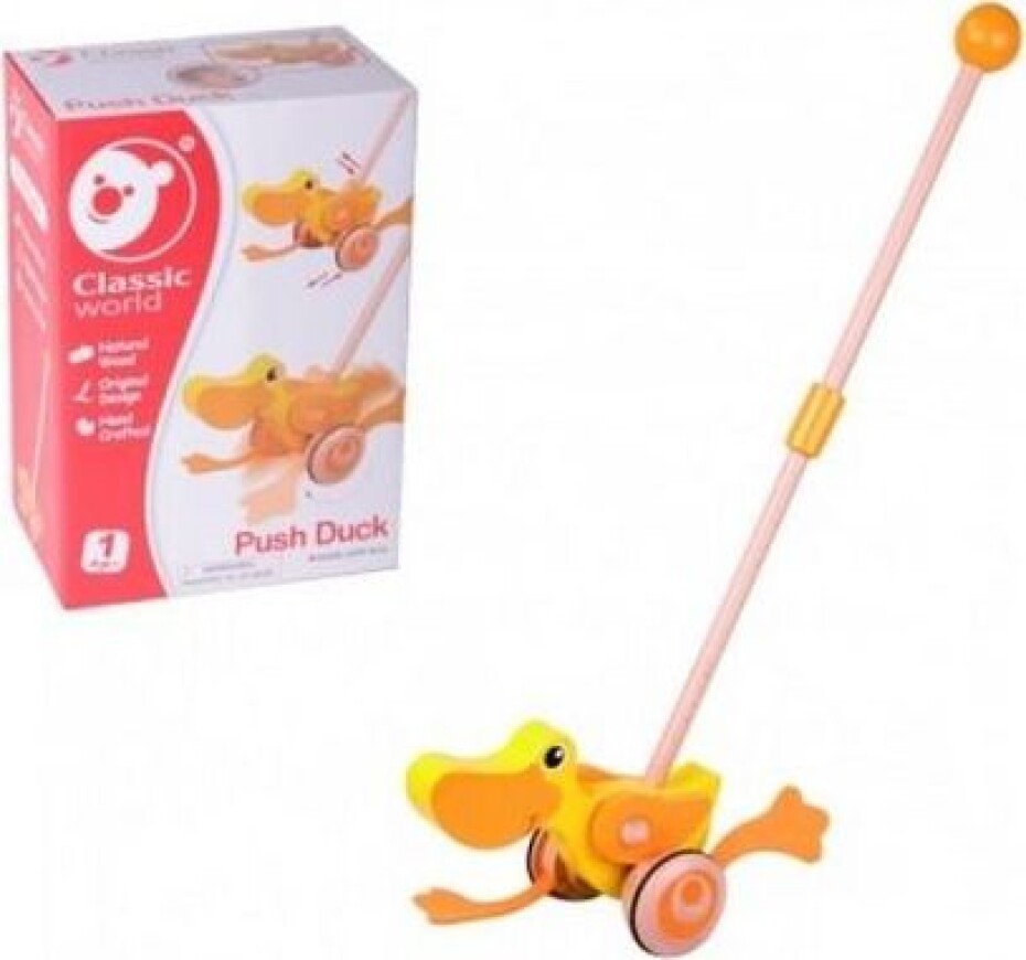 Teddies strkadlo Kačenka dřevo 55cm tlačící s tyčkou v krabici 20x29x13cm - main (0)