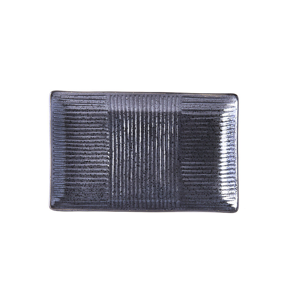 Talíř na sushi a sashimi LINES 21 x 13 cm, černá, MIJ - main (0)