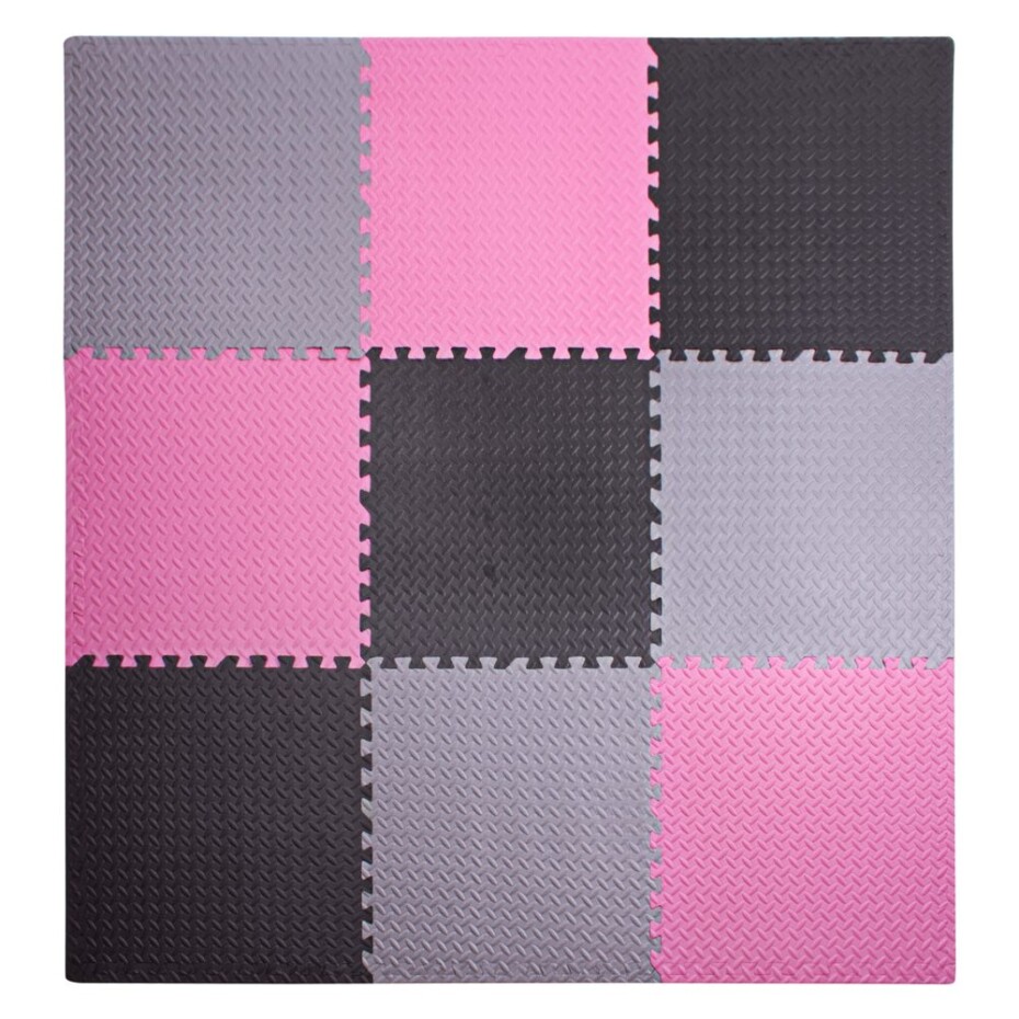 Puzzle podložka Sportago Easy-Lock 58x58x1 cm, 9 ks, růžová-šedá-černá - main (2)