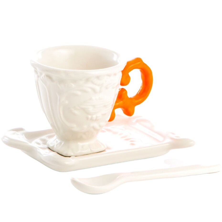 Šálek na čaj I-WARES, s podšálkem a lžičkou, oranžová, Seletti - main (1)
