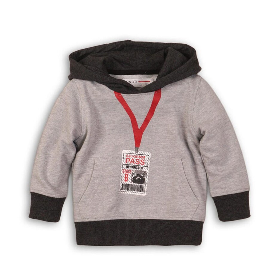 Mikina chlapecká s kapucí, Minoti, MONSTER 10, šedá - 68/80 | 6-12m - main (0)