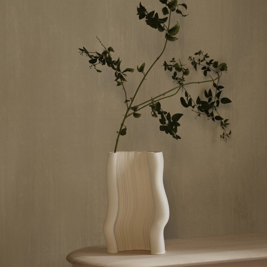 Váza MOIRE 30 cm, bílá, kamenina, ferm LIVING - main (3)