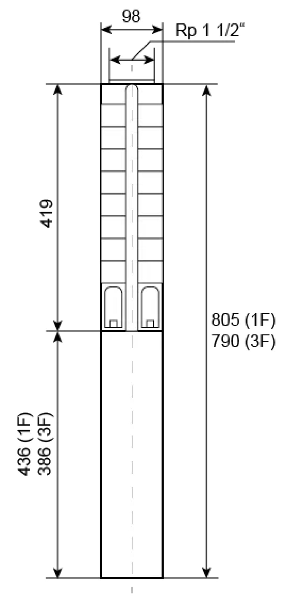 Ponorné čerpadlo EVAK V4S-5M12, 400V, 1,1kW, 2m kabelu - main (2)