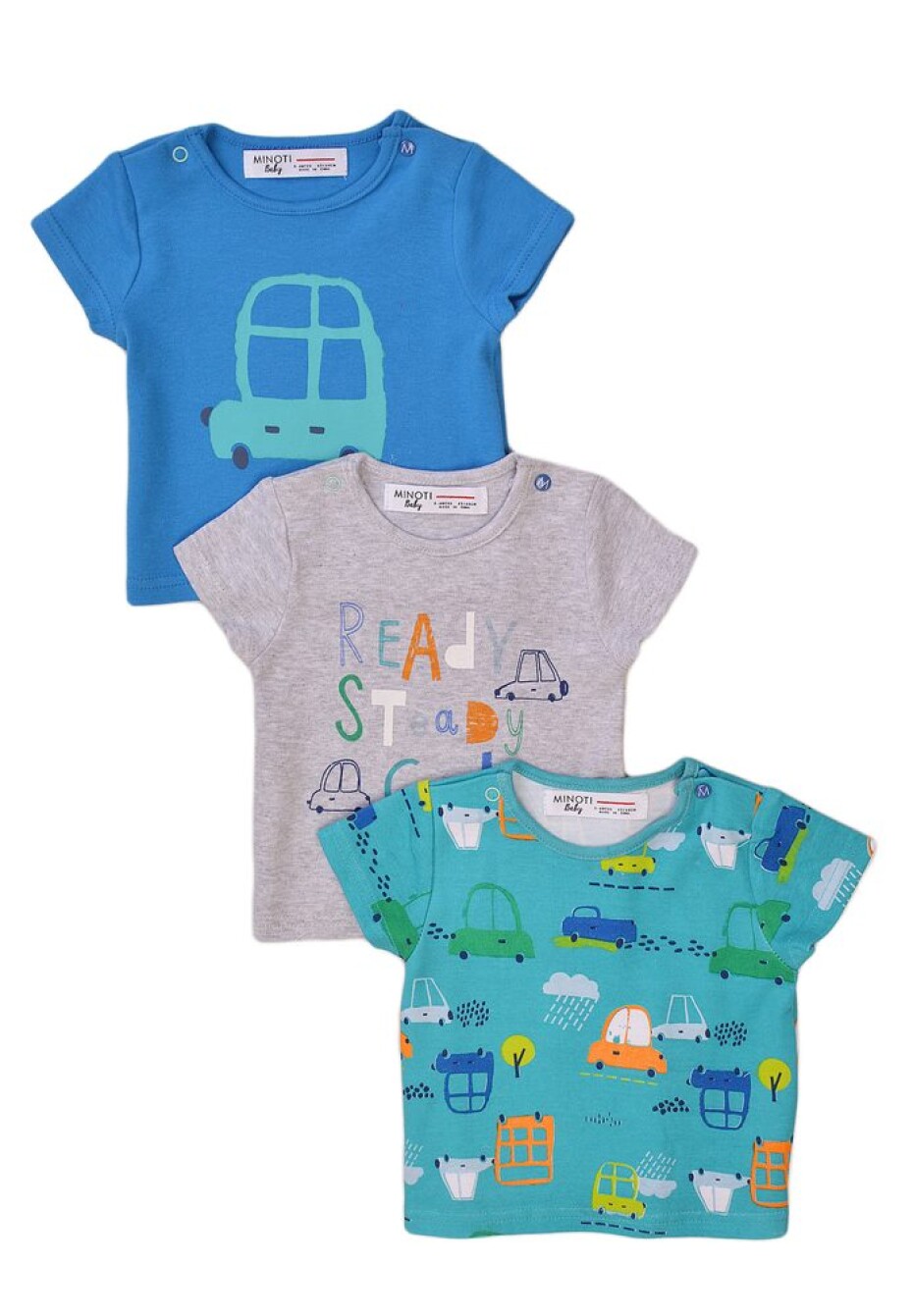 Tričko kojenecké s krátkým rukávem 3pack, Minoti, Transport 3, modrá - 68/74 | 6-9m - main (0)