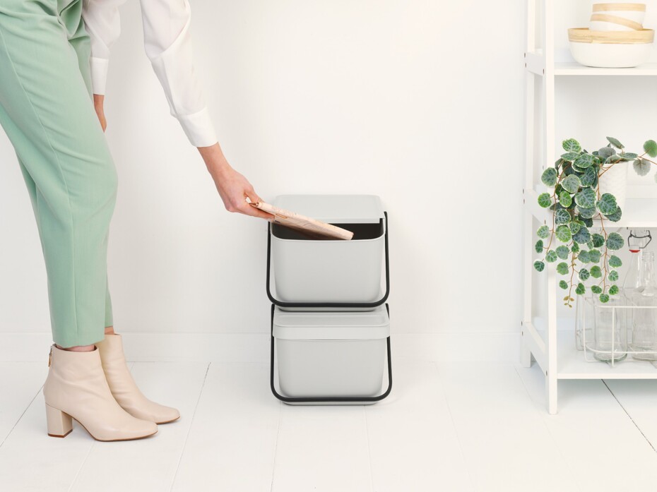 Odpadkový koš SORT & GO 20 l, stohovatelný, světle šedá, Brabantia - main (4)
