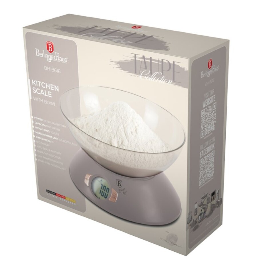BERLINGERHAUS Váha kuchyňská s miskou Taupe Collection BH-9616 - main (3)