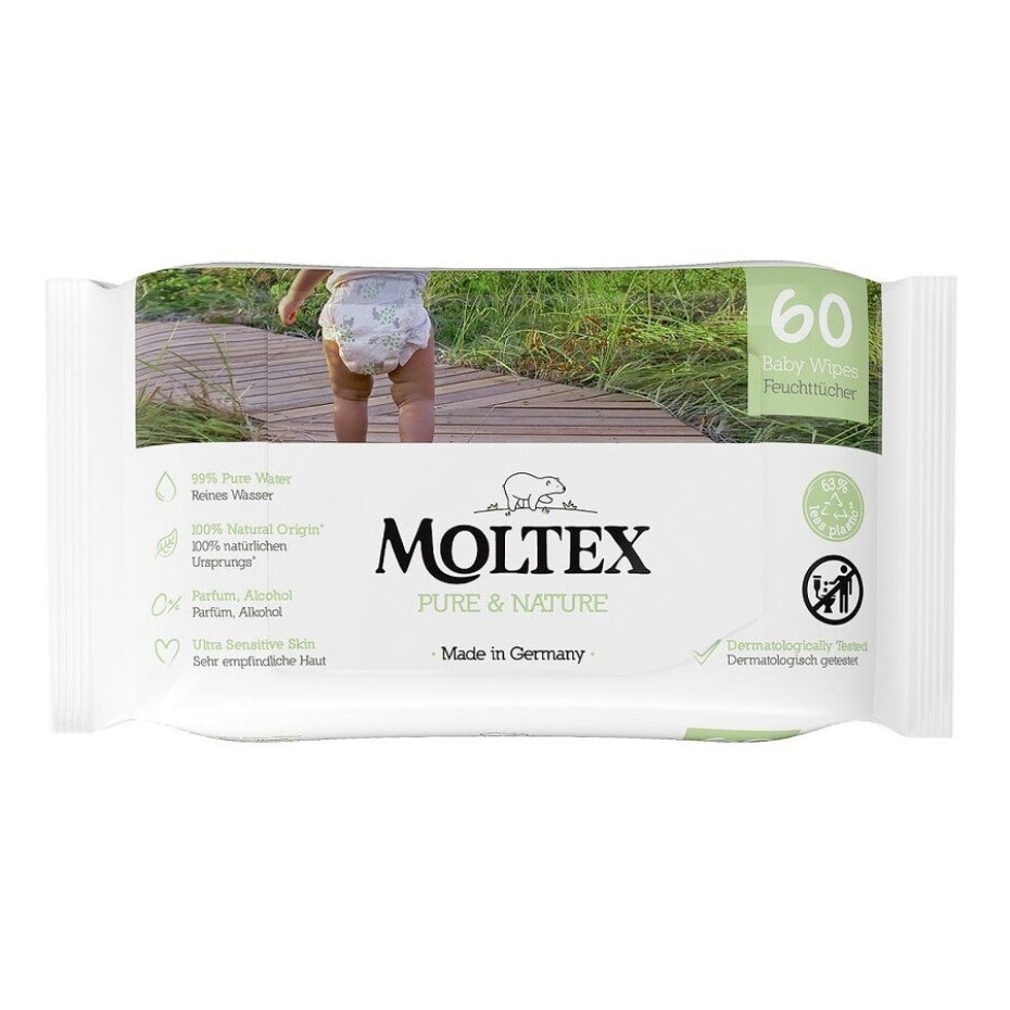 Moltex Pure & Nature EKO vlhčené ubrousky na bázi vody 60 ks - main (0)