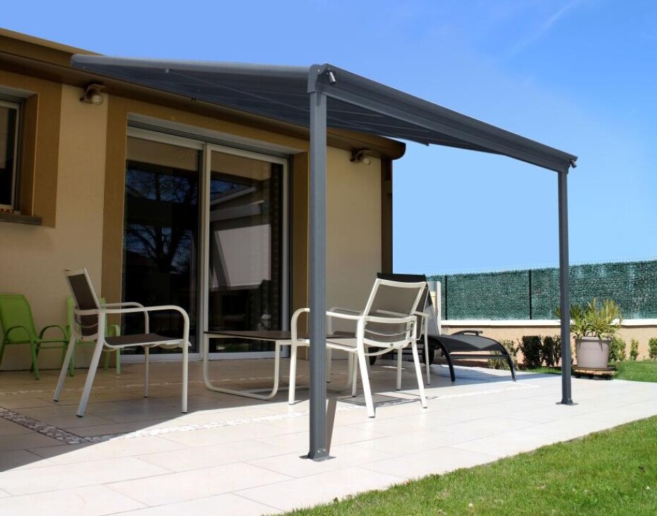 Hliníková pergola LANITPLAST WALL 33 antracit + opál PC LG2118 - main (0)