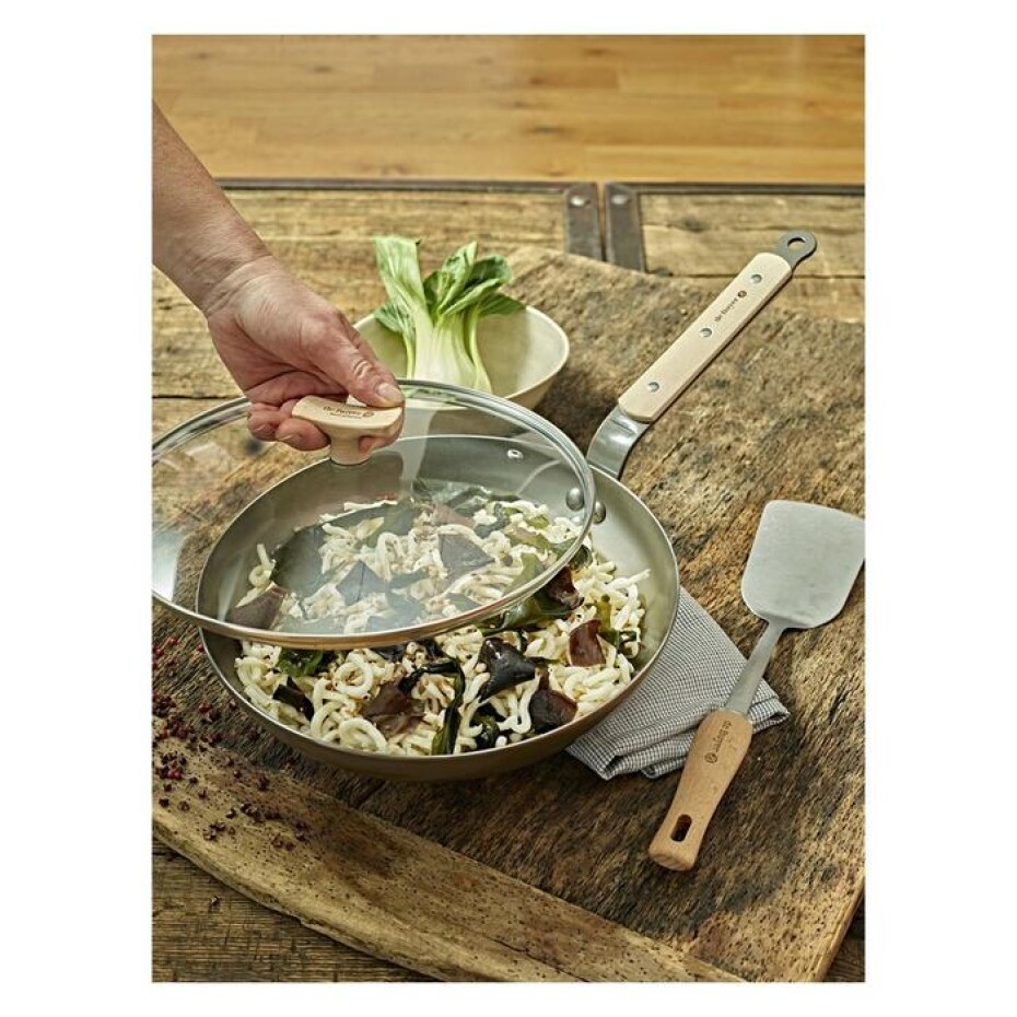 Poklice 28 cm,  s dřevěným úchytem, sklo, de Buyer - main (2)