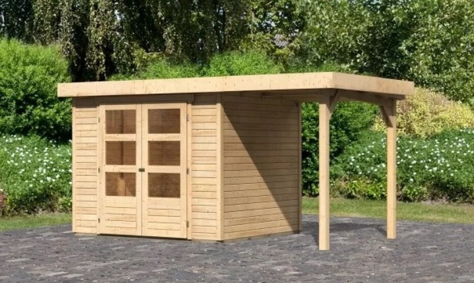 Dřevěný domek KARIBU ASKOLA 3 + přístavek 150 cm (23491) natur LG3227 - main (2)