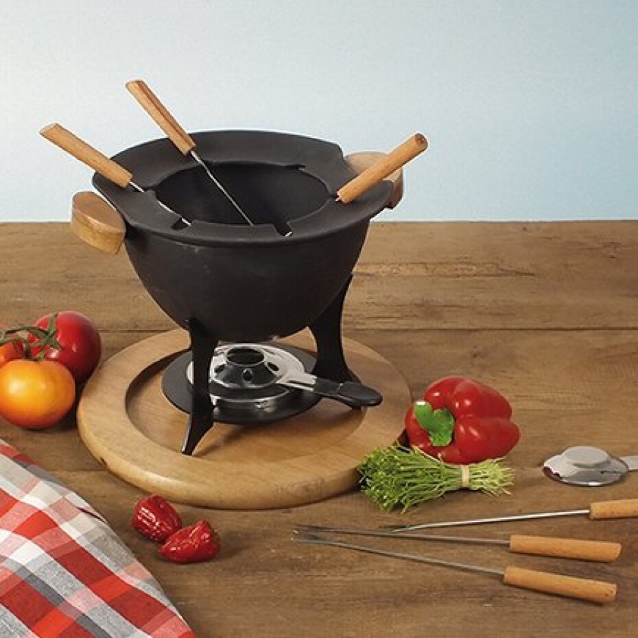 KELA Fondue set COUNTRY 11-dílný litina / dřevo KL-16644 - main (3)