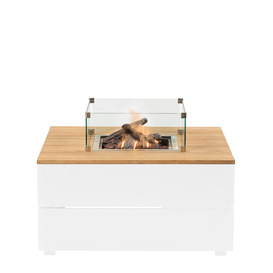 COSI Stůl s plynovým ohništěm cosipure 100 bílý rám / deska teak - main (2)
