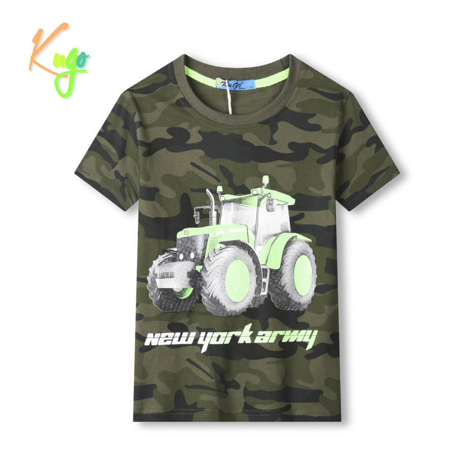 Chlapecké triko - KUGO TM9216, khaki/ zelený bagr Barva: Khaki, Velikost: 104 - main (0)