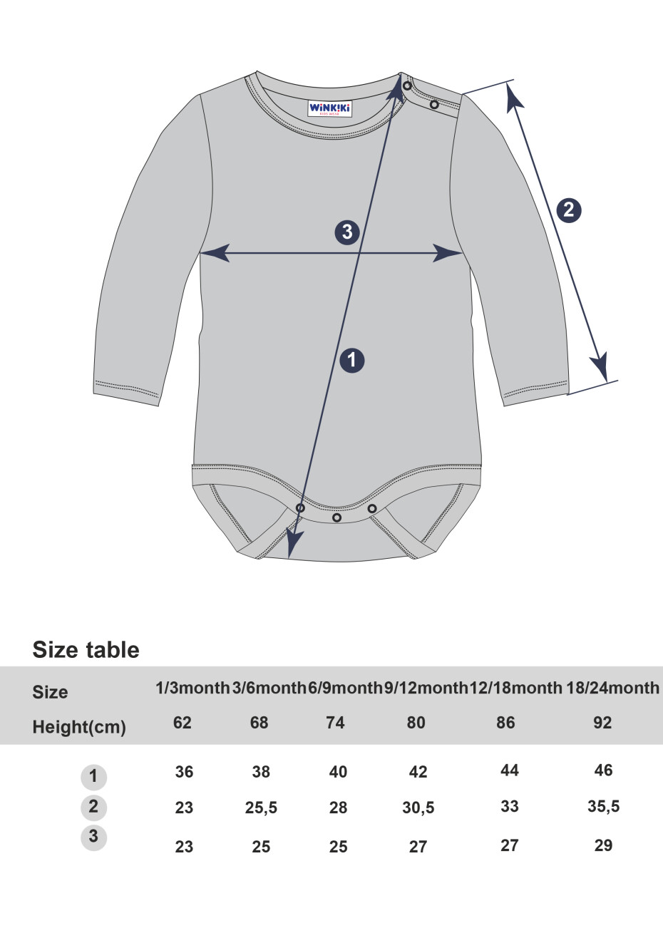 Kojenecké body - WINKIKI WNB 92530, světle šedá Barva: Šedá, Velikost: 80 - main (2)