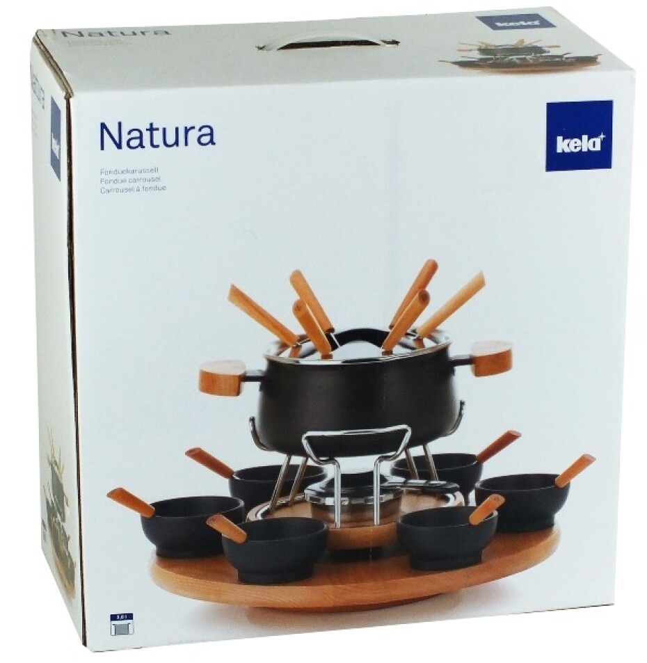 KELA Fondue sada 23 ks NATURA smalt / keramika / dřevo KL-61201 - main (10)