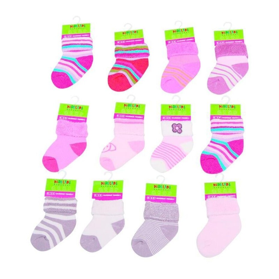 Kojenecké ponožky dívčí froté (0 až 6m), Pidilidi, PD507, holka - 0-6m | 0-6m - main (0)