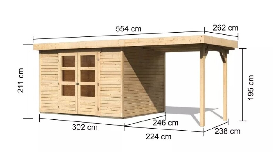 Dřevěný domek KARIBU ASKOLA 5 + přístavek 240 cm (73248) natur LG3194 - main (1)
