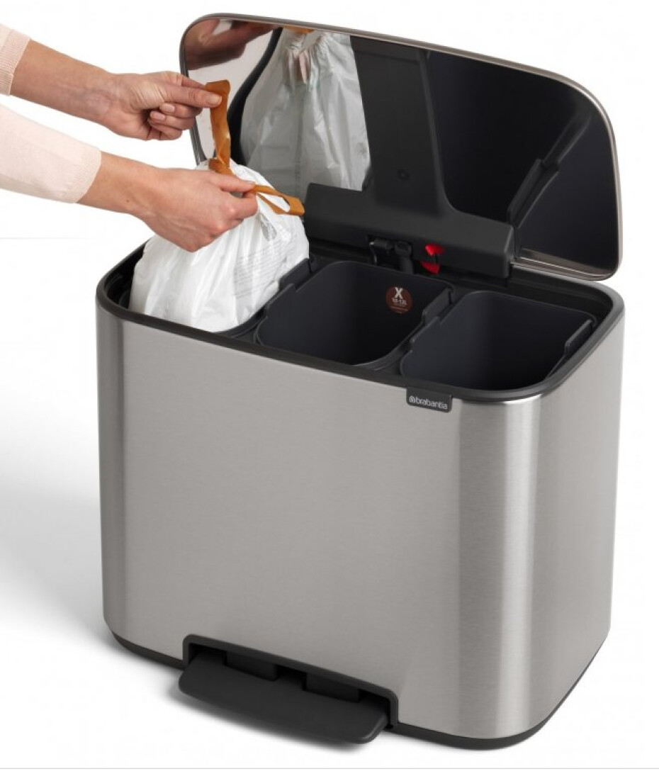 Pedálový odpadkový koš BO 3 x 11 l, matná ocelová, Brabantia - main (3)