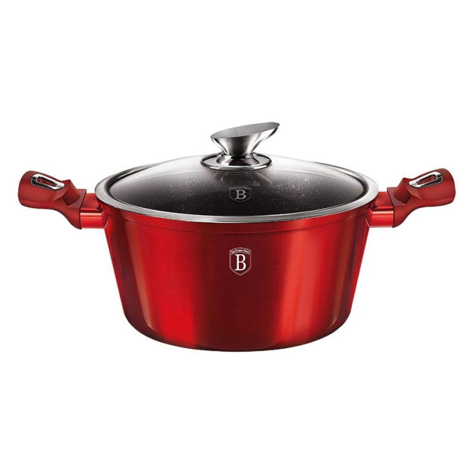 BERLINGERHAUS Kastrol s mramorovým povrchem a poklicí 24 cm Burgundy Metallic Line BH-1257 - main (0)