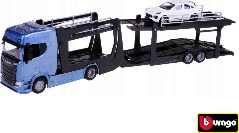 Bburago 1:43 Kamion Multicar Carrier Scania 770S Blue + Porsche Macan - main (0)