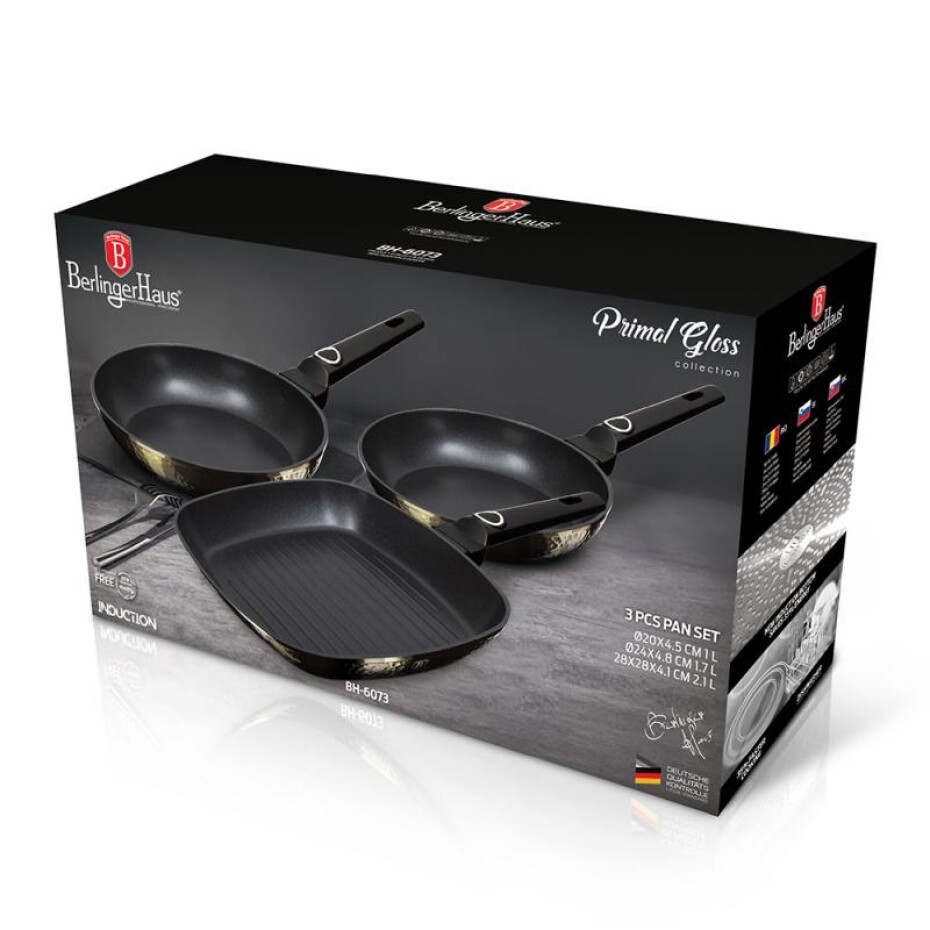 BERLINGERHAUS Sada pánví s titanovým povrchem 3 ks Primal Gloss Collection steak BH-6073 - main (2)