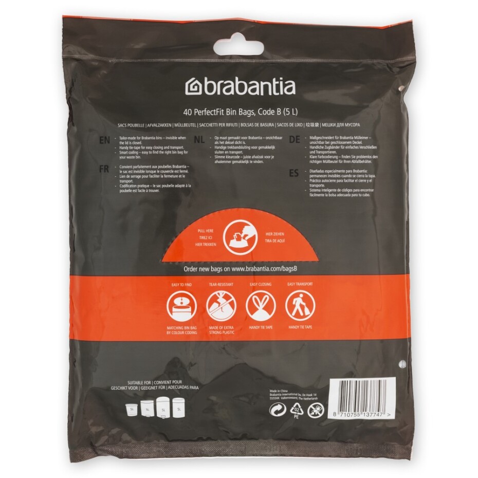 Sáčky do odpadkového koše B PERFECTFIT 5 l, sada 40 ks, Brabantia - main (4)