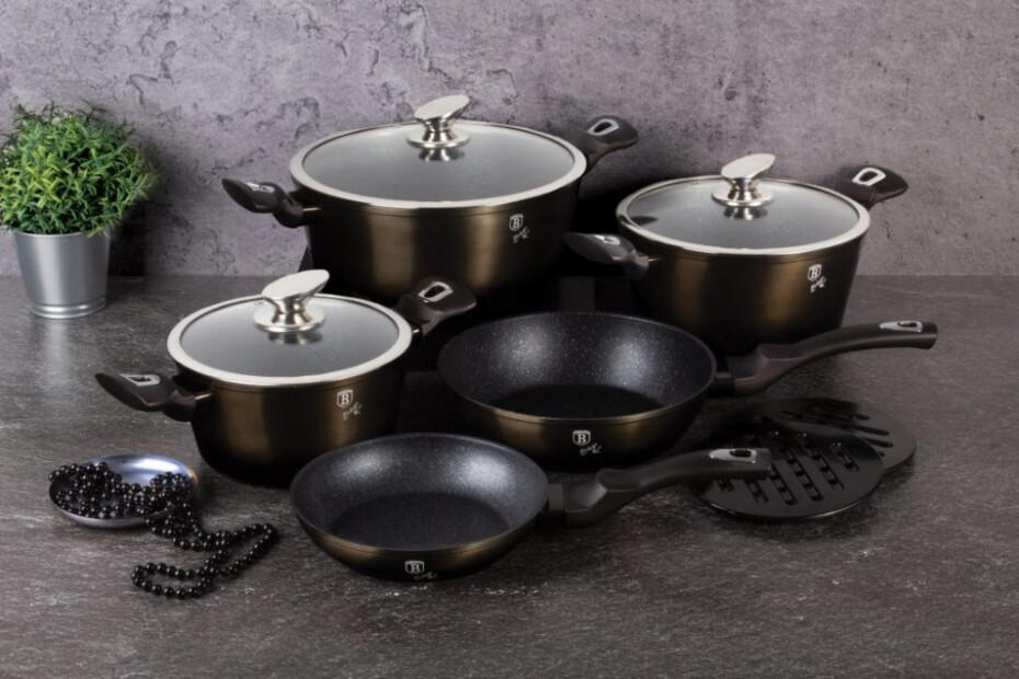 BERLINGERHAUS Kastrol s mramorovým povrchem 28 cm Shiny Black Collection 2 poklice BH-6606 - main (2)