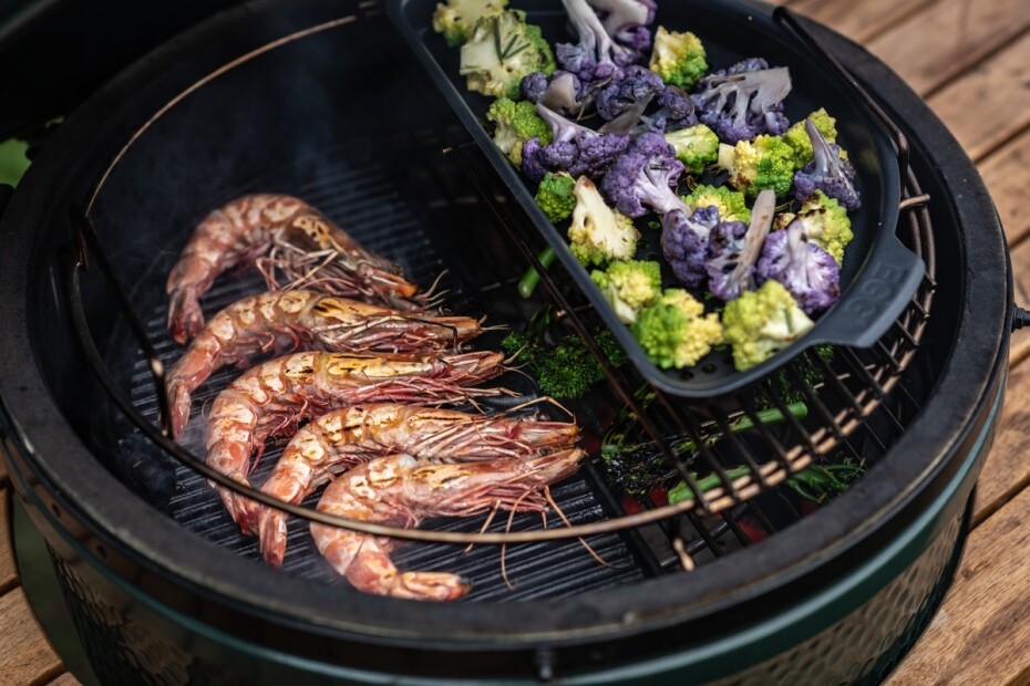 Gril na dřevěné uhlí M 38 cm,  + intEGGrovaný pojízdný stojan s držadlem, zelená, Big Green Egg - main (8)