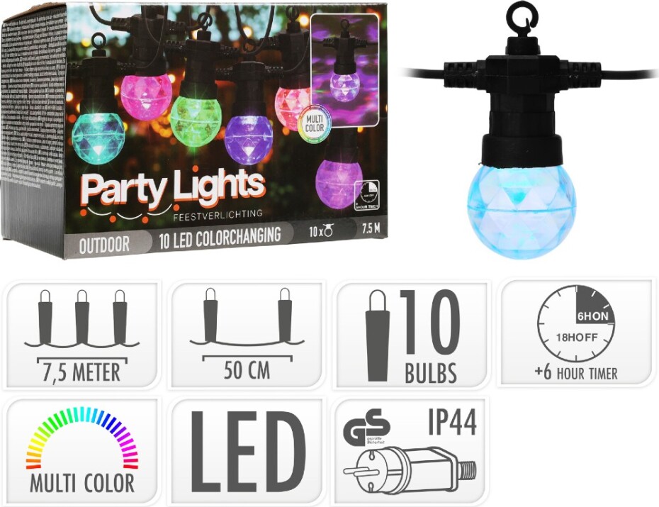 PROGARDEN Světelný řetěz žárovky  LED PARTY 10 ks 7,5m KO-AF5300210 - main (0)