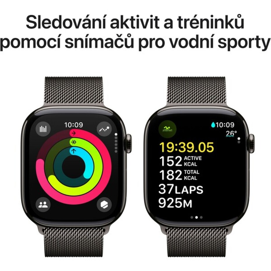 Apple Watch Series 10 Cellular 46mm Břidlicově šedý titan s břidlicově šedým milánským tahem M/L - main (3)