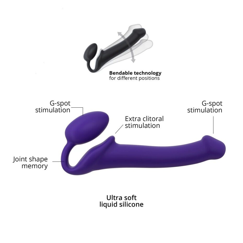 Strap-on-me Semi-Realistic Bendable Strap-On Purple M - main (1)