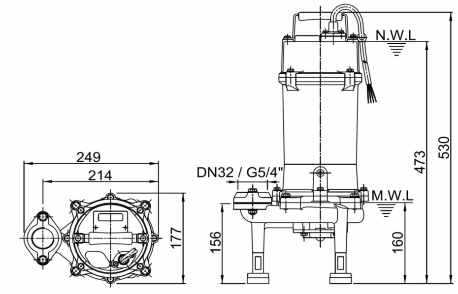 HCP PUMPS HCP 32-GF21.0 400V, kalové čerpadlo, bez plováku, s řezacím zařízením - main (2)