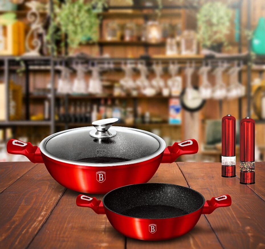 BERLINGERHAUS Pekáč kulatý s mramorovým povrchem a poklicí  32 cm Burgundy Metallic Line BH-1264 - main (7)