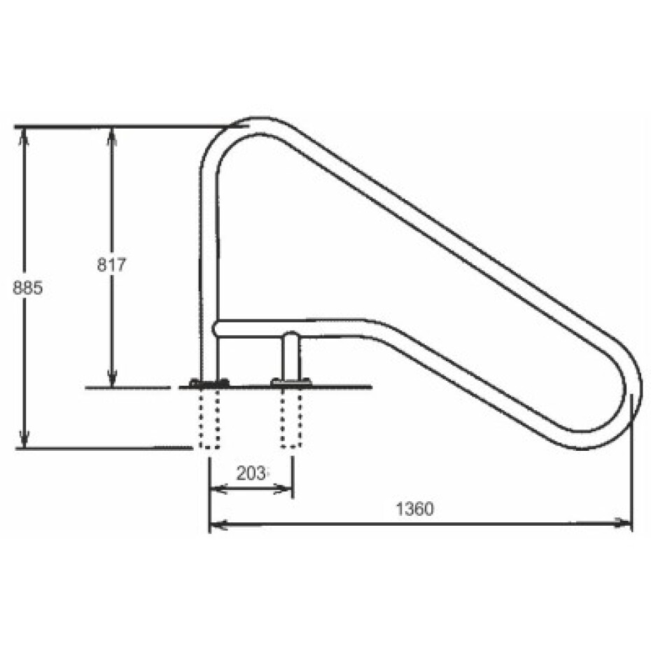 VágnerPool žebříkové madlo 1360mm s pouzdrem a rozetou AISI 316 - main (1)