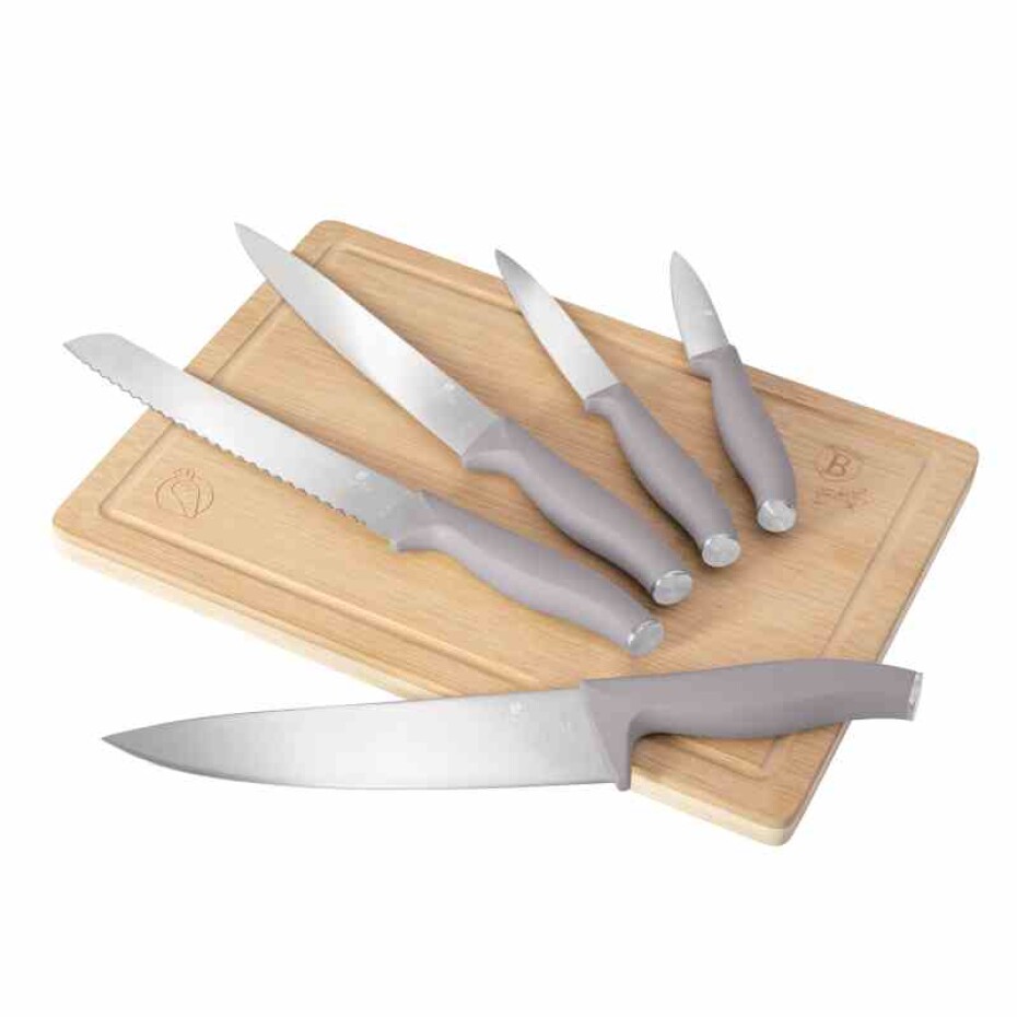 BERLINGERHAUS Sada nožů s prkénkem 6 ks Taupe Collection BH-2967 - main (0)