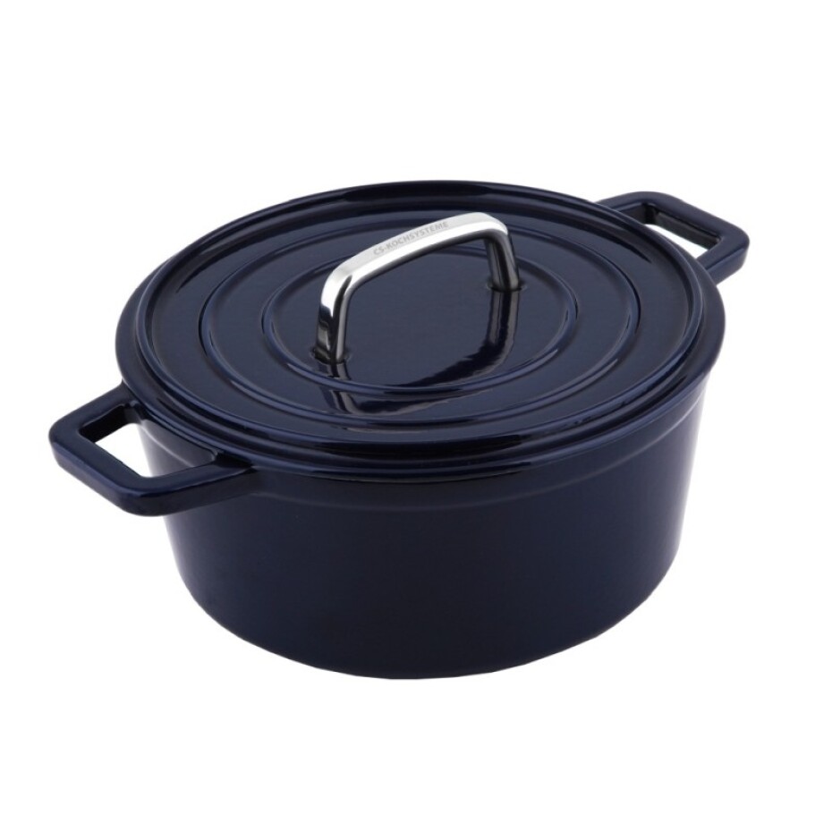 CS SOLINGEN Pekáč s poklicí litinový kulatý se smaltovaným povrchem ALPEN 24 cm modrá CS-079369 - main (0)