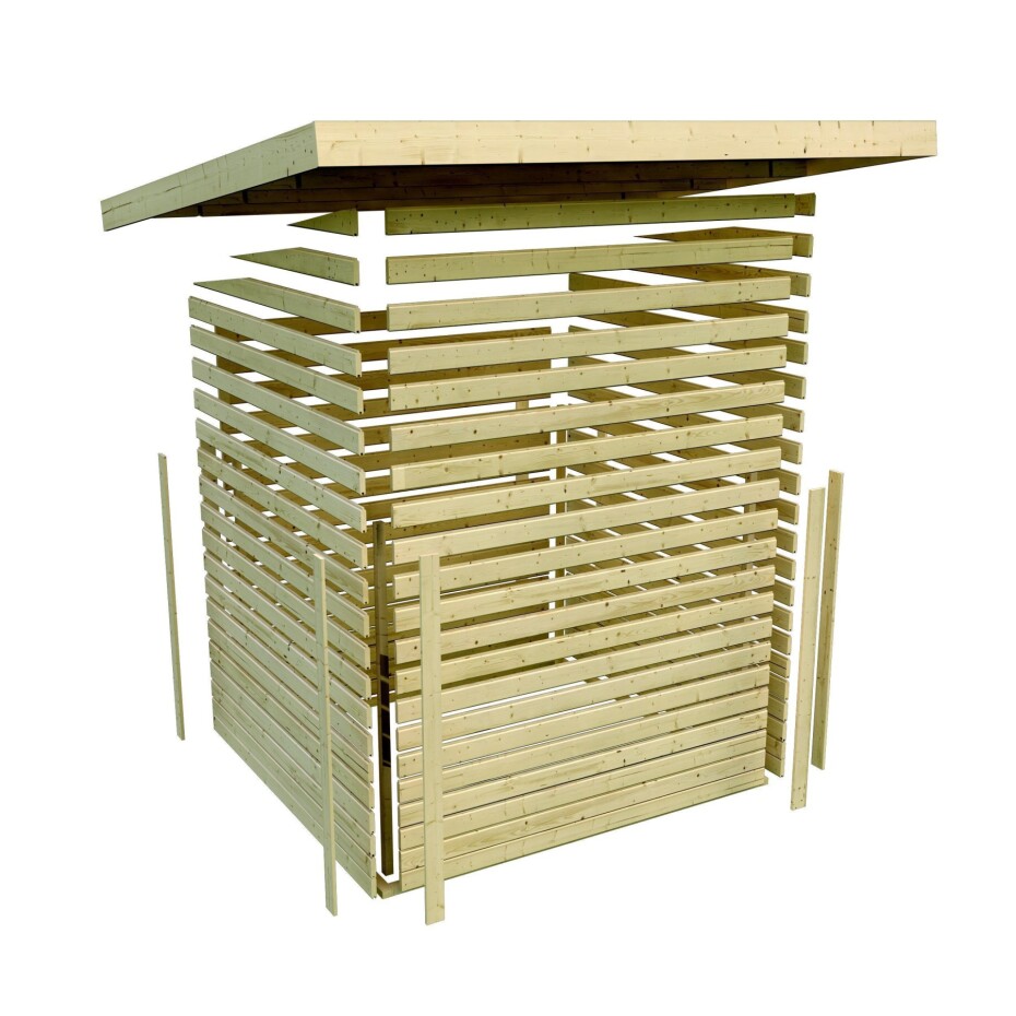 Dřevěný domek KARIBU ASKOLA 2 + přístavek 240 cm (82904) šedý LG1763 - main (5)