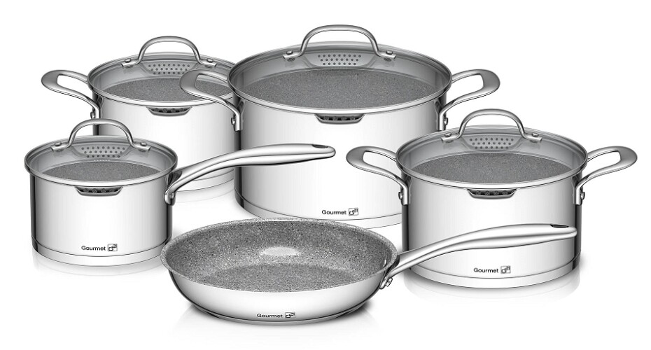 G21 Sada nádobí nerez s mramorovým povrchem G21 Gourmet Miracle s cedníkem 9 ks G21-60022154 - main (0)