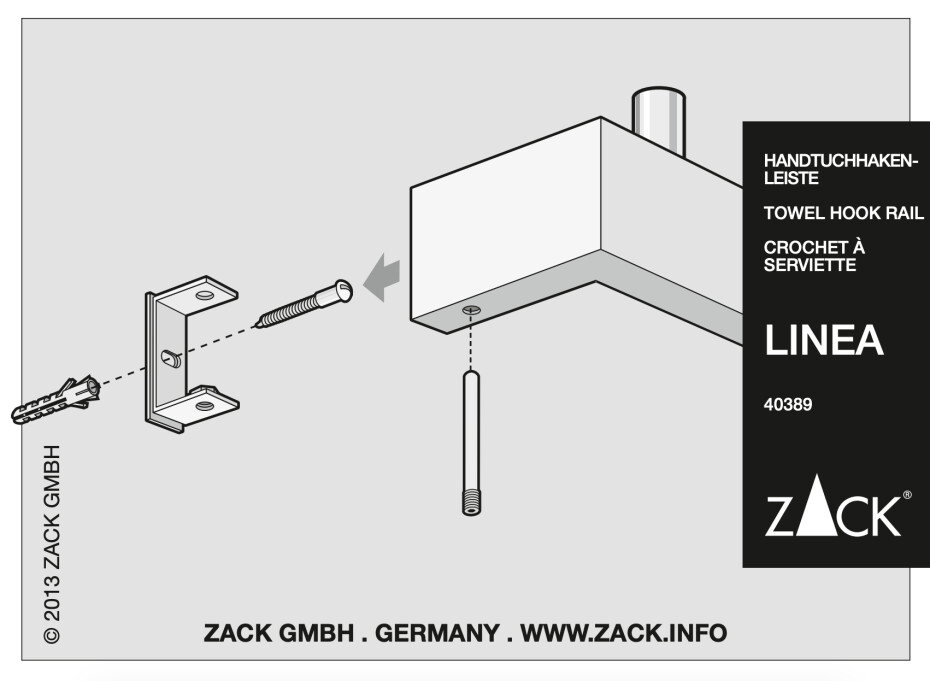 Věšák na ručníky LINEA, broušený nerez, 4 háčky ZACK - main (2)