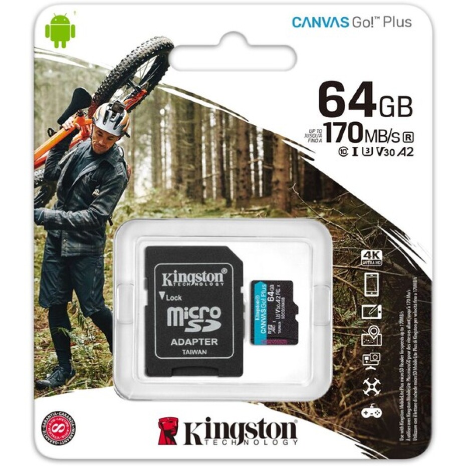 Kingston microSDXC Canvas Go! Plus 64GB 170MB/s UHS-I U3 + SD adaptér - main (2)