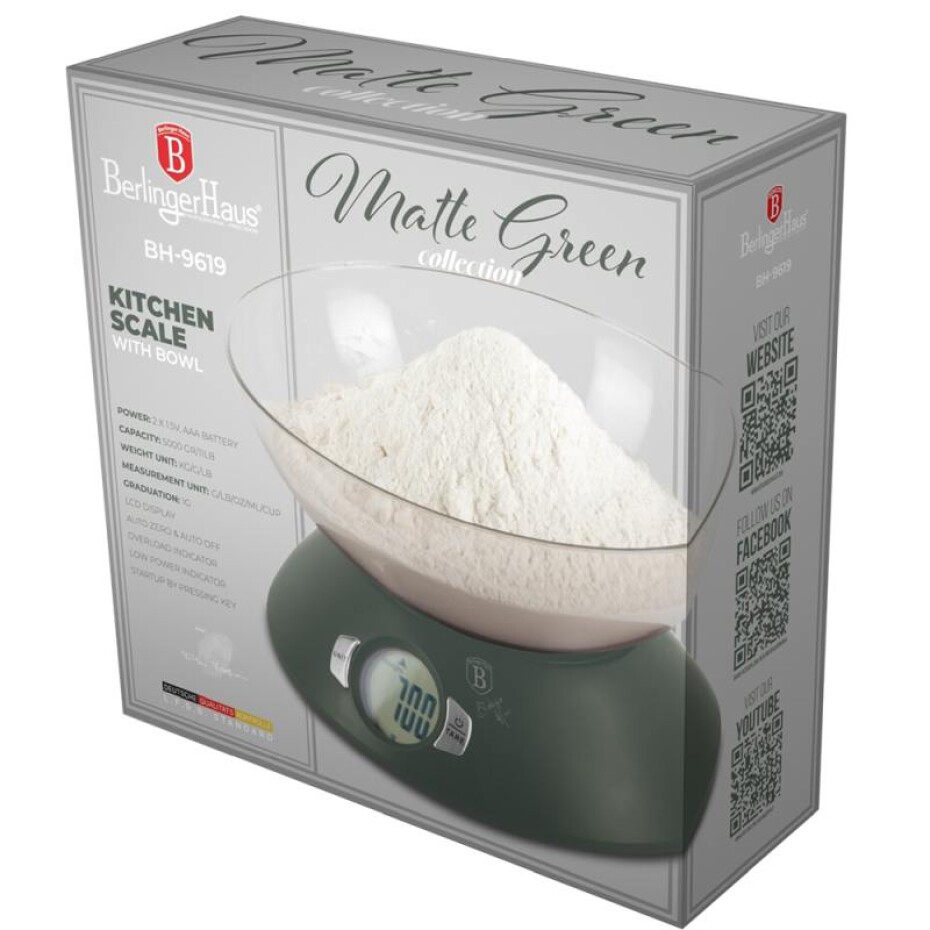 BERLINGERHAUS Váha kuchyňská s miskou Matte Green Collection BH-9619 - main (4)