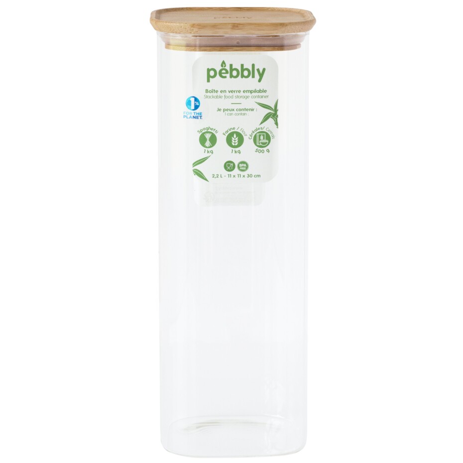 Dóza na potraviny PKV-007 2,2 l, sklo / bambus, Pebbly - main (0)