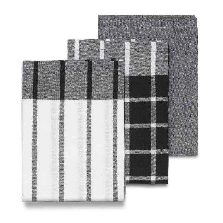 KELA Utěrka na nádobí PASADO sada 3 ks černá  65 x 45 cm KL-15972 - main (0)