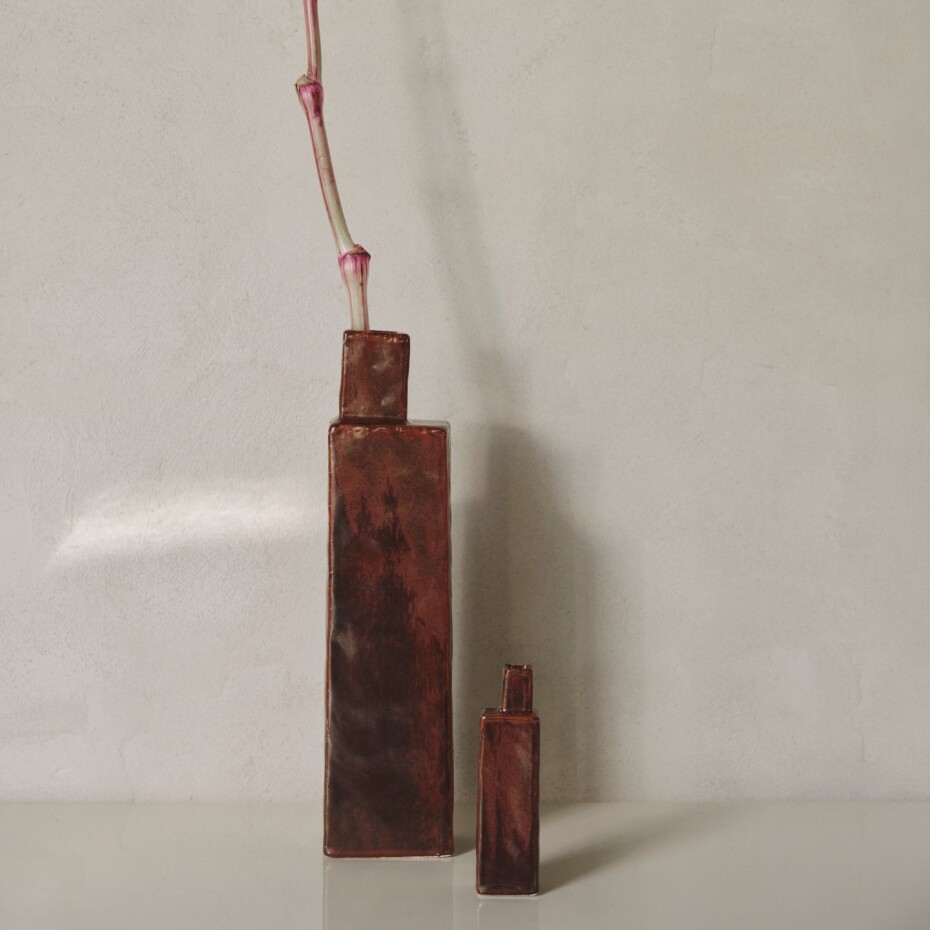 Váza KOA 10 x 40 cm, hnědá, keramika, ferm LIVING - main (1)