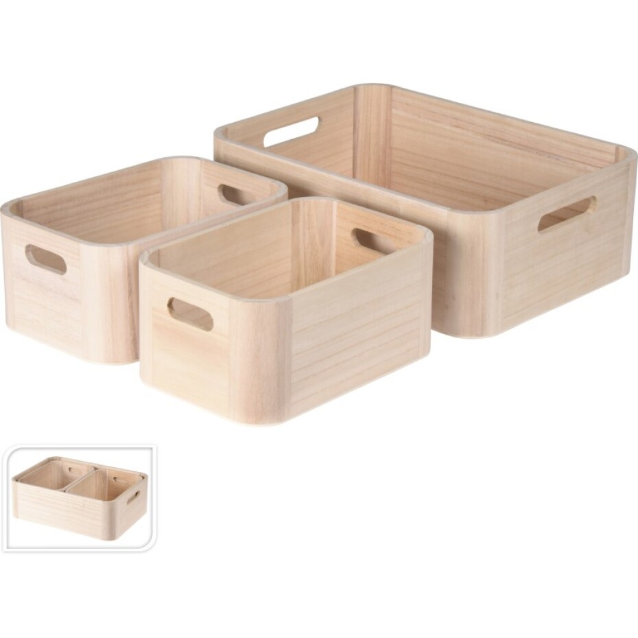 EXCELLENT Úložný box dřevěný sada 3 ks světle hnědá KO-MB5000160 - main (2)