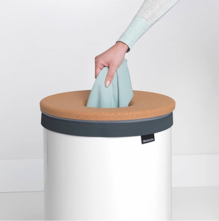 Koš na prádlo 60 l, s korkovým víkem, bílá, Brabantia - main (1)