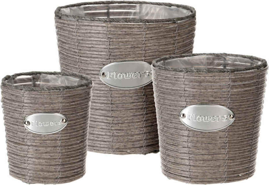 PROGARDEN Květináč proutěný sada 3 ks FLOWERS GARDEN 24 / 20 / 18 cm KO-430000840 - main (0)