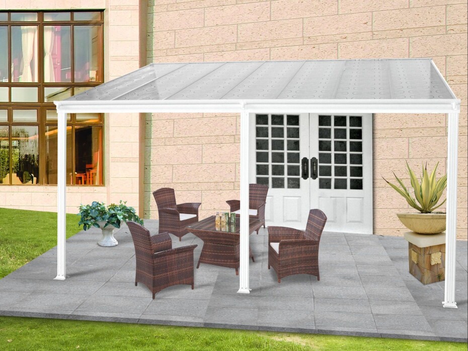 Hliníková pergola LANITPLAST WALL 43 bílá + čirý PC LG2126 - main (0)