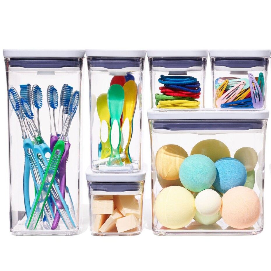 Dóza na potraviny POP GOOD GRIPS, sada 3 ks s odměrkou, obdélník, plast, OXO - main (1)