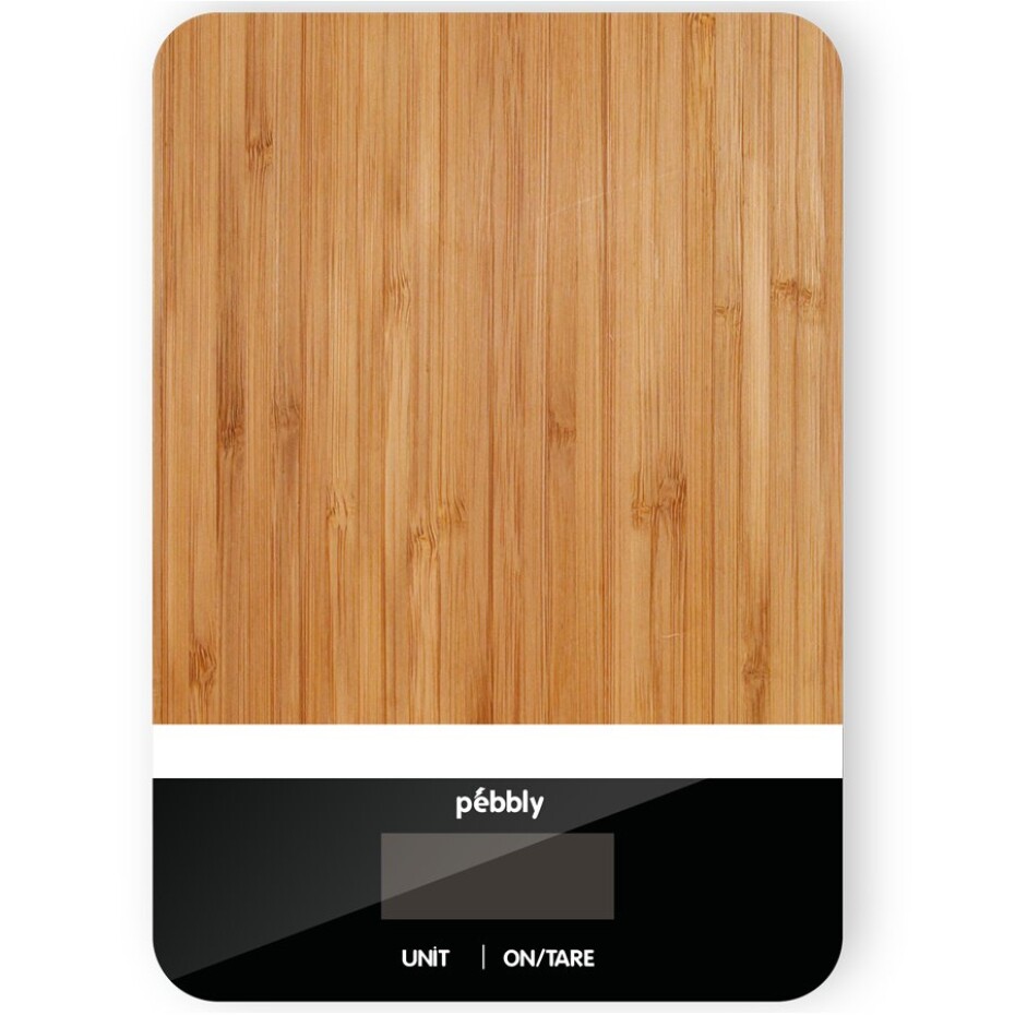 Digitální kuchyňská váha PEB-BRN 23 cm, černá, bambus, Pebbly - main (0)